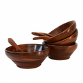 Wooden Serving Bowls and Spoons Set of 4